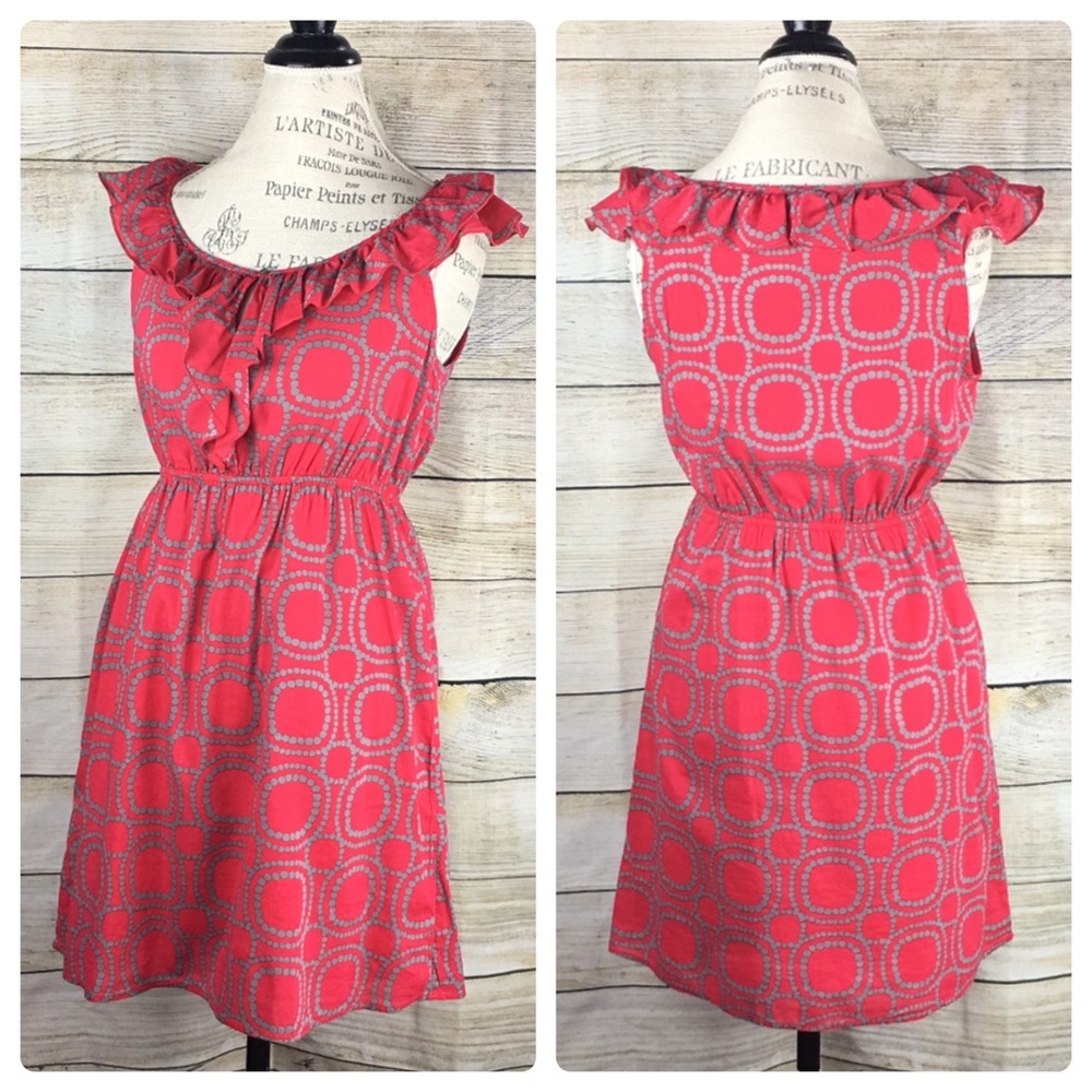 Old Navy Flutter Sleeve W Defined Waist Red Dress